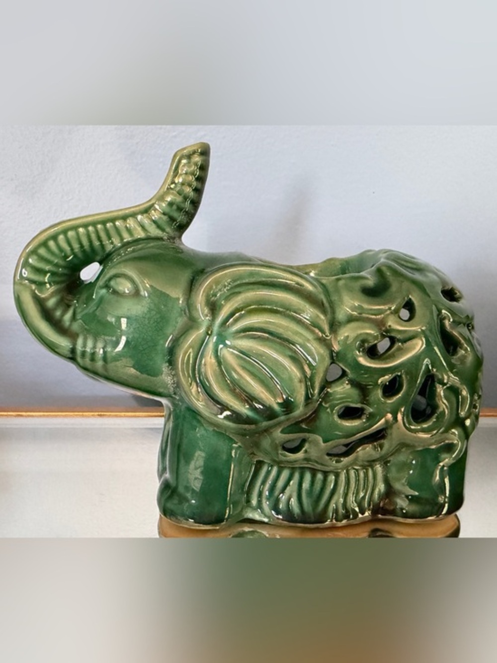Green Ceramic Elephant Oil Burner Wax Melt Warmer Tea Light Candle Holder